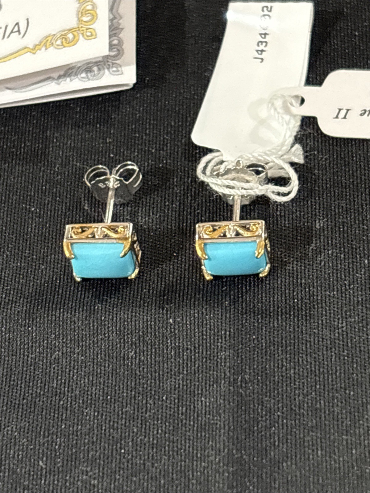 gems en vogue michael valitutti SS Palladium Sleeping Beauty Turquoise Earrings
