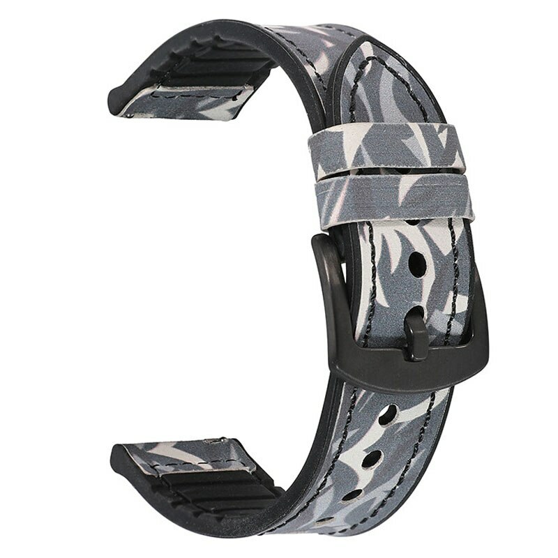 Camo TPU Leather Rubber Strap 22 20mm Watch Band For Samsung Galaxy Watch 6 5pro