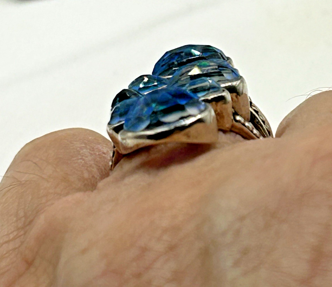 SAJEN Australian Blue Doublet Opal 8 Stone Ring Size 8