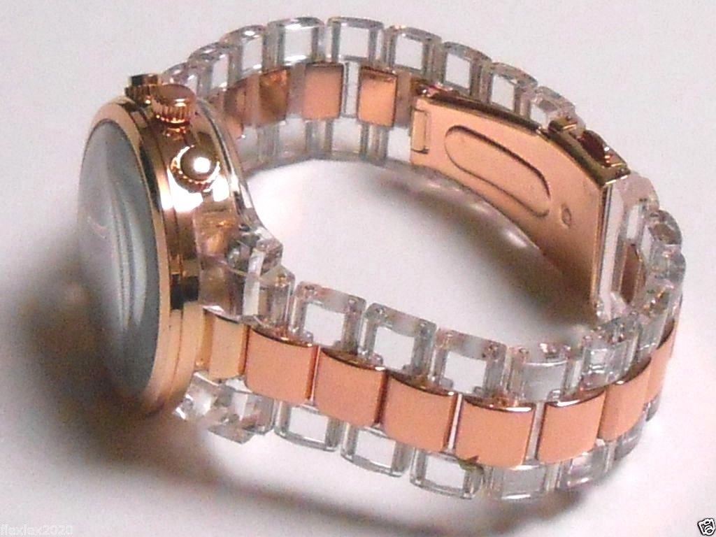 NEW FANCY Women Quartz Wrist Watch Rose Golden Watch Face Crown 3 Hands Resin