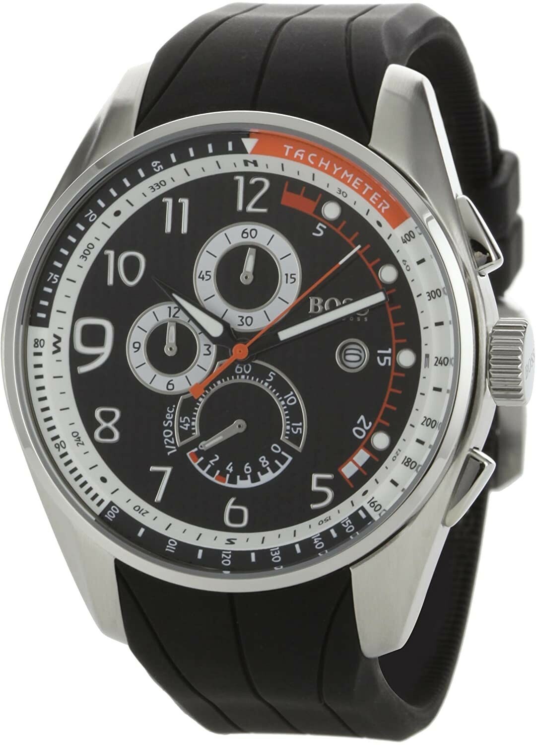 Hugo Boss Chronograph Stainless Steel Silicone Strap Men’s Watch Iconic 1512366