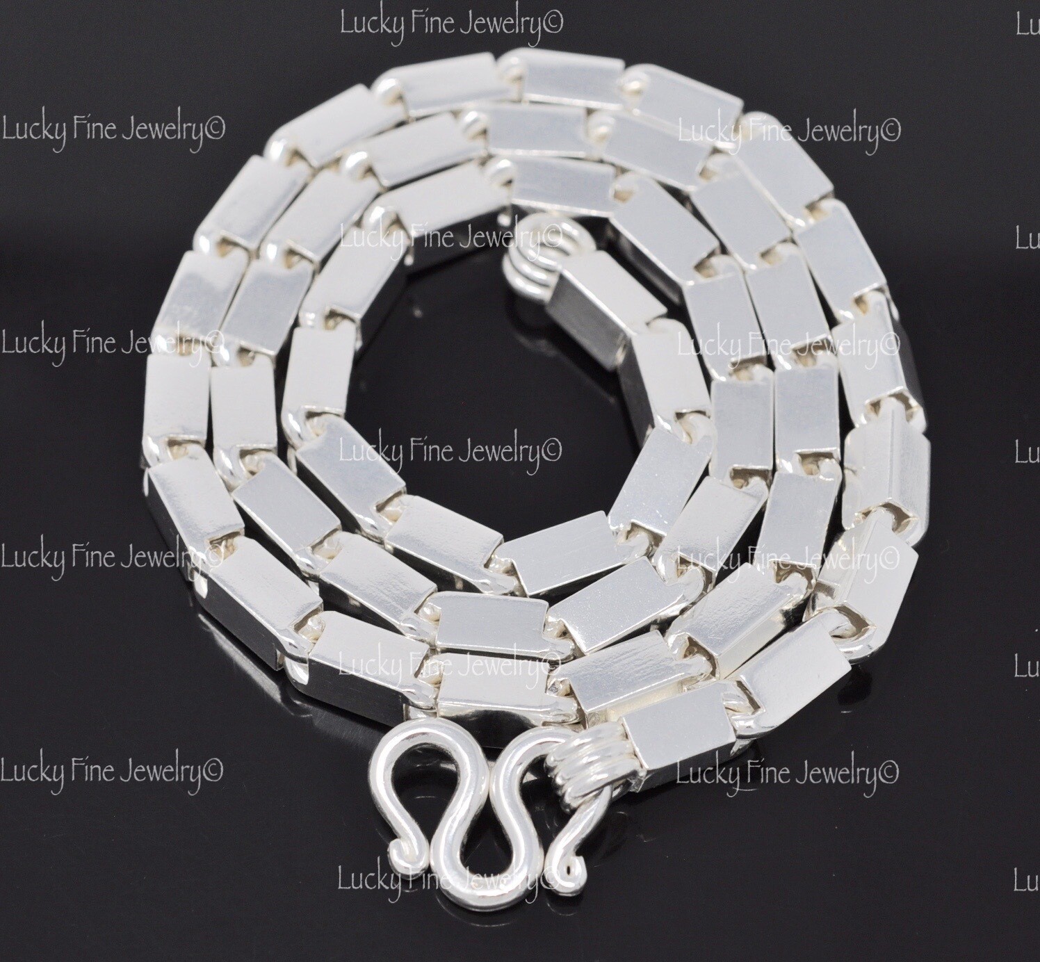 999 FINE silver Handmade Baht Box Chain Necklace Approx 150.00 Grams 24 inch