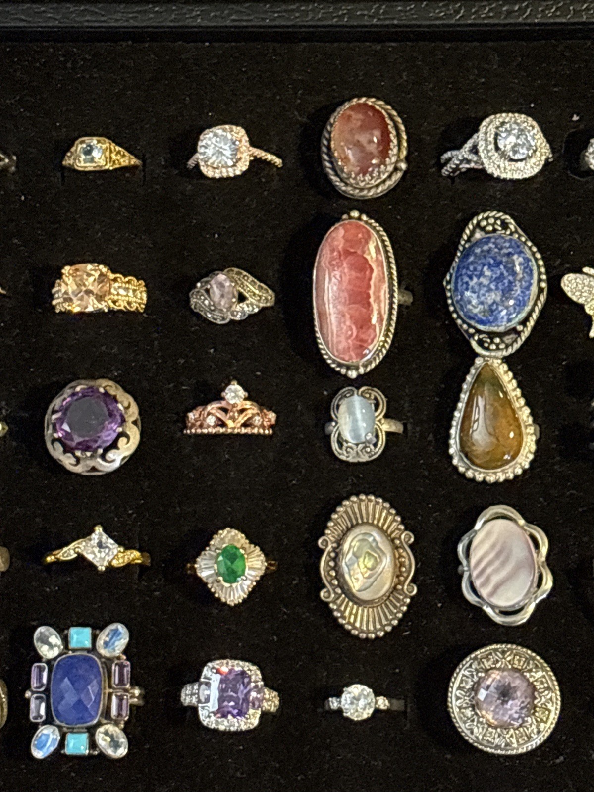 925/ Sterling 72 Rings Of Diff Sizes ,Stones And Styles Vtg / newCollection