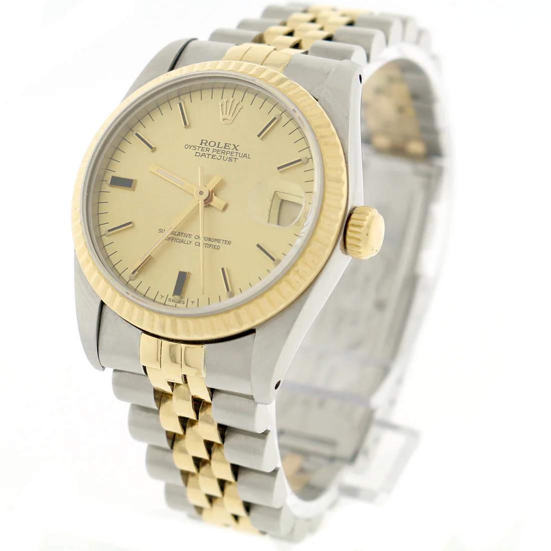 Rolex Datejust Midsize 2-Tone Champagne Stick Dial 31mm Jubilee Watch 68273