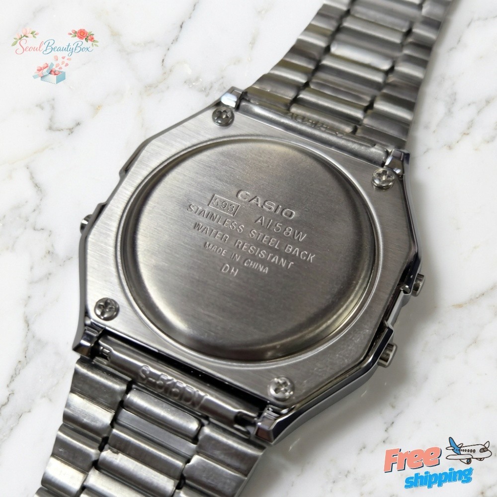 Casio A-158WA-1UWDF Vintage Digital Watch Stainless Steel Silver Unisex