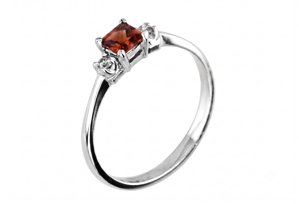 2.25 Carat Square Shape Natural Hessonite 925 Silver Handmade Ring For Her