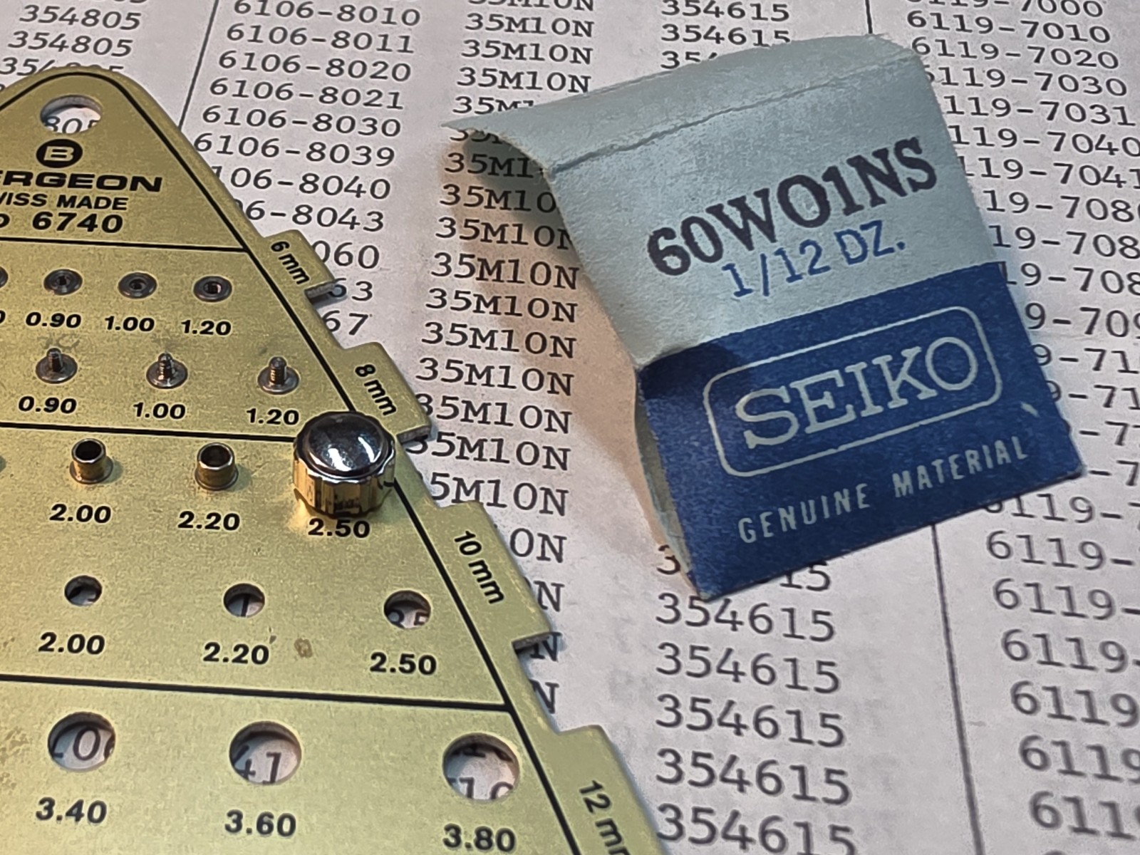 NOS Seiko 60W01NS White Crown For World Time Silver Wave 5.94mm×4.59 Tap 10
