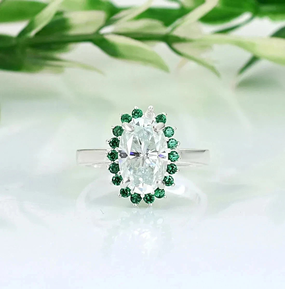 Rare 2.50Ct Oval Cut Moissanite Solitaire Ring 14k White Gold Plated