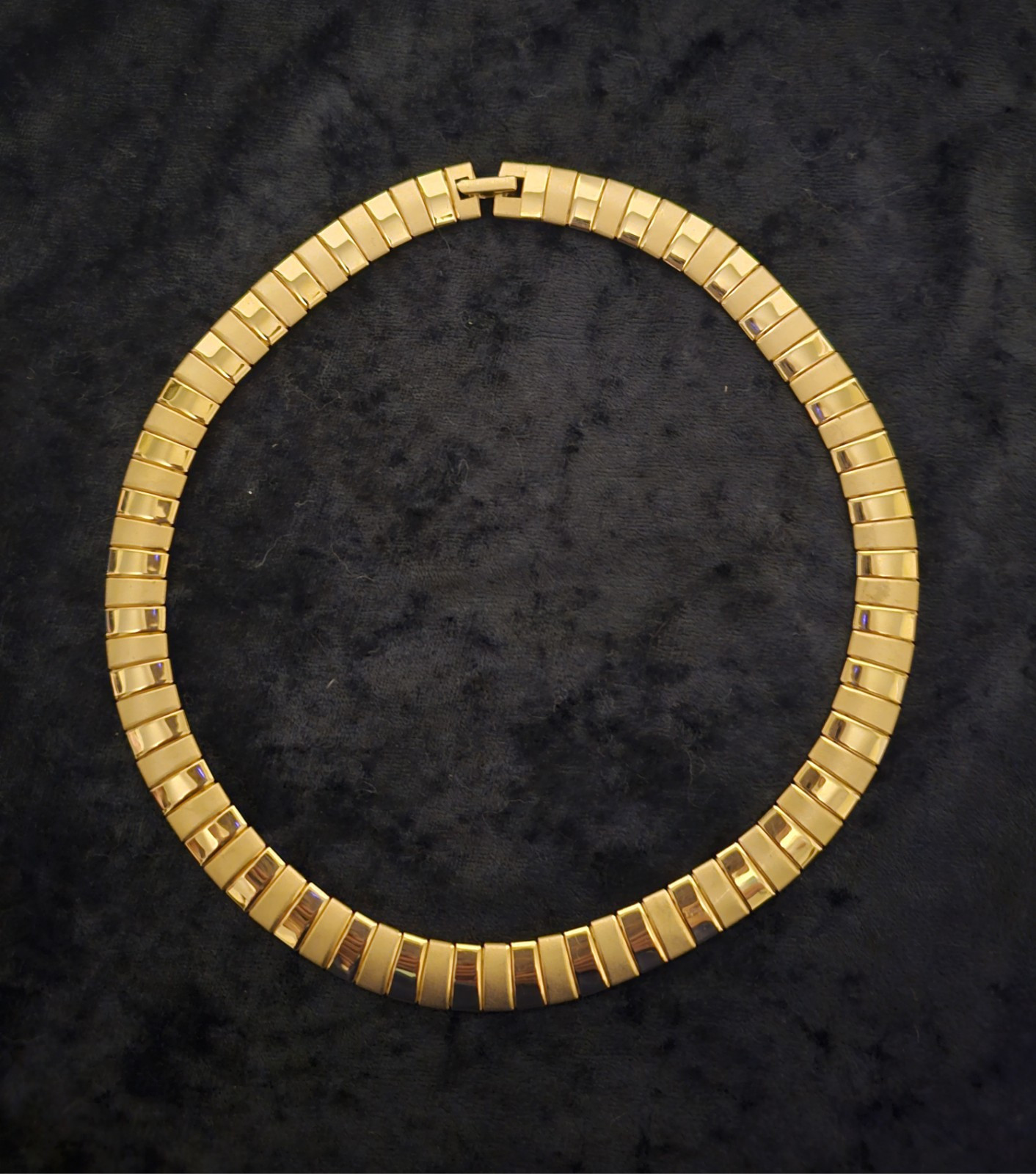 VTG 1990’s Goldtone Choker Necklace Elegant Boss Lady Brushed & Glossy