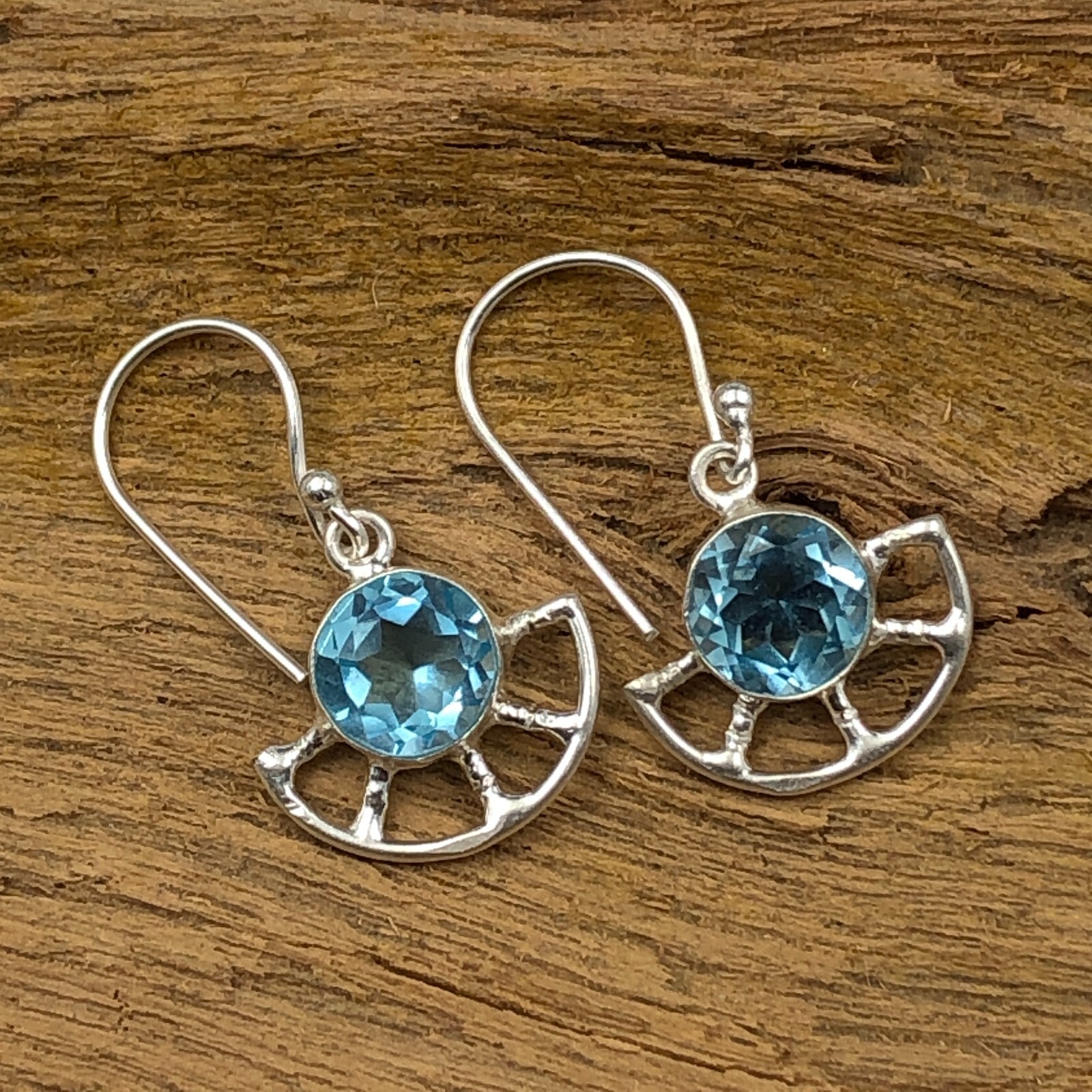 Natural Sky Topaz Gemstone Drop/Dangle Blue Earrings 925 Sterling Silver Jewelry