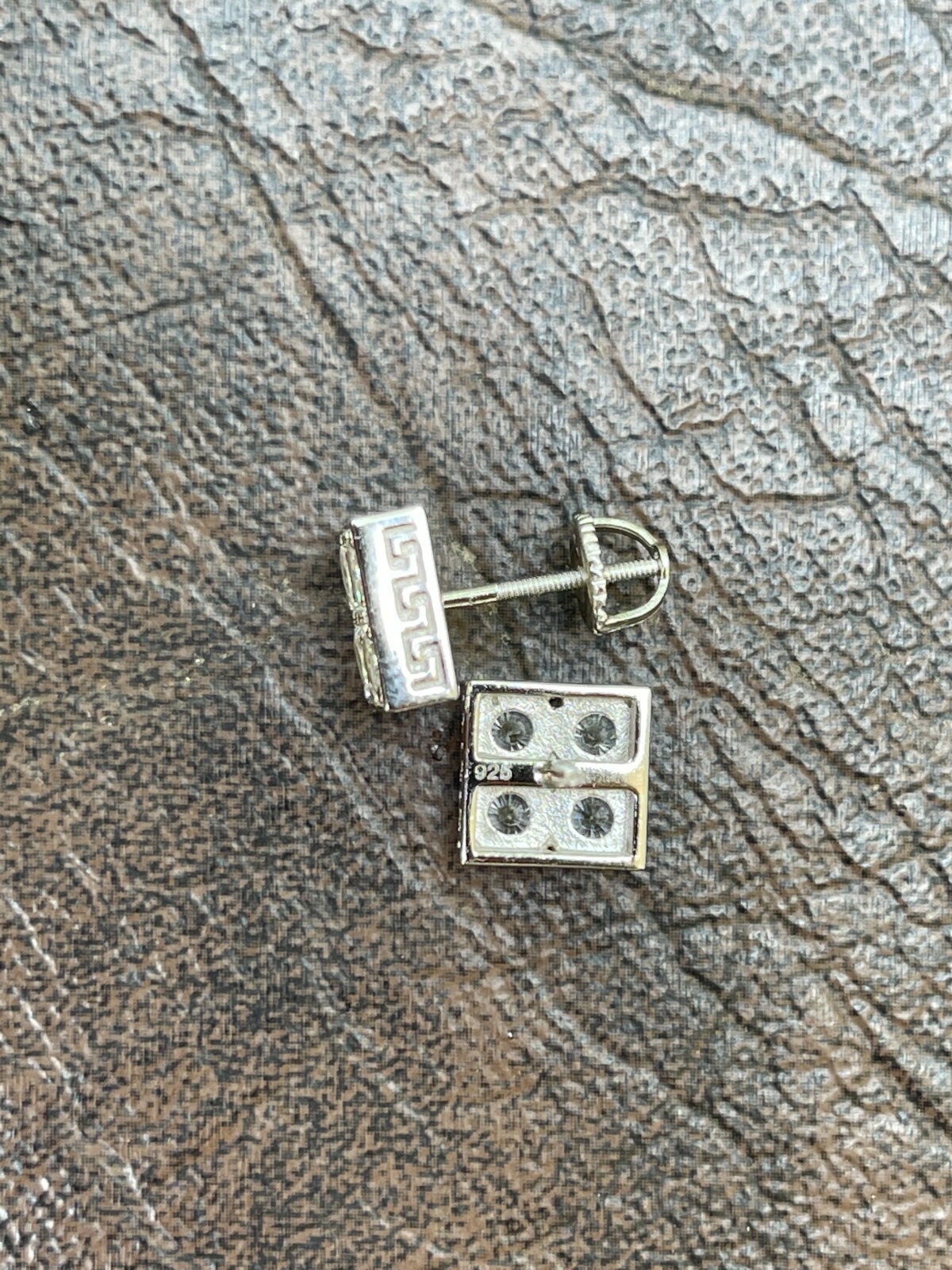 Real 925 Silver Iced Square Cube CZ Hip Hop Earrings Studs Large 9mm Men’s
