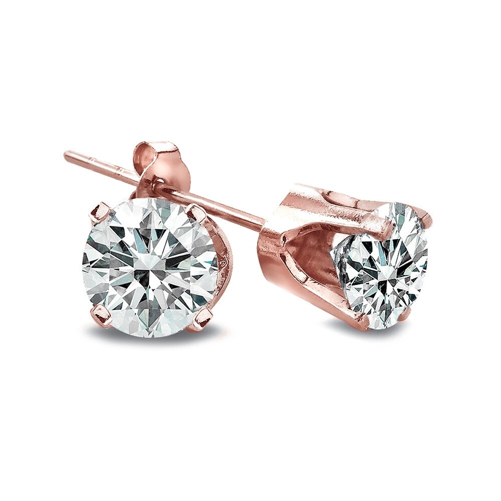 1/4 Ct Round Diamond 14K Rose Gold Stud Earrings, H-I, I2-I3