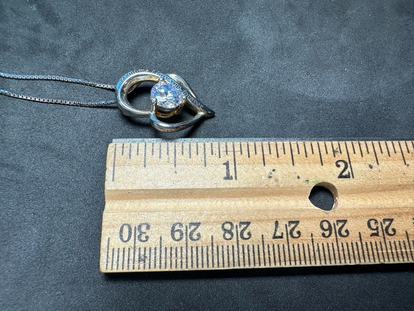 6.00g Vintage 925 Sterling Silver Open Heart Solitaire Adjustable M 19.5 in