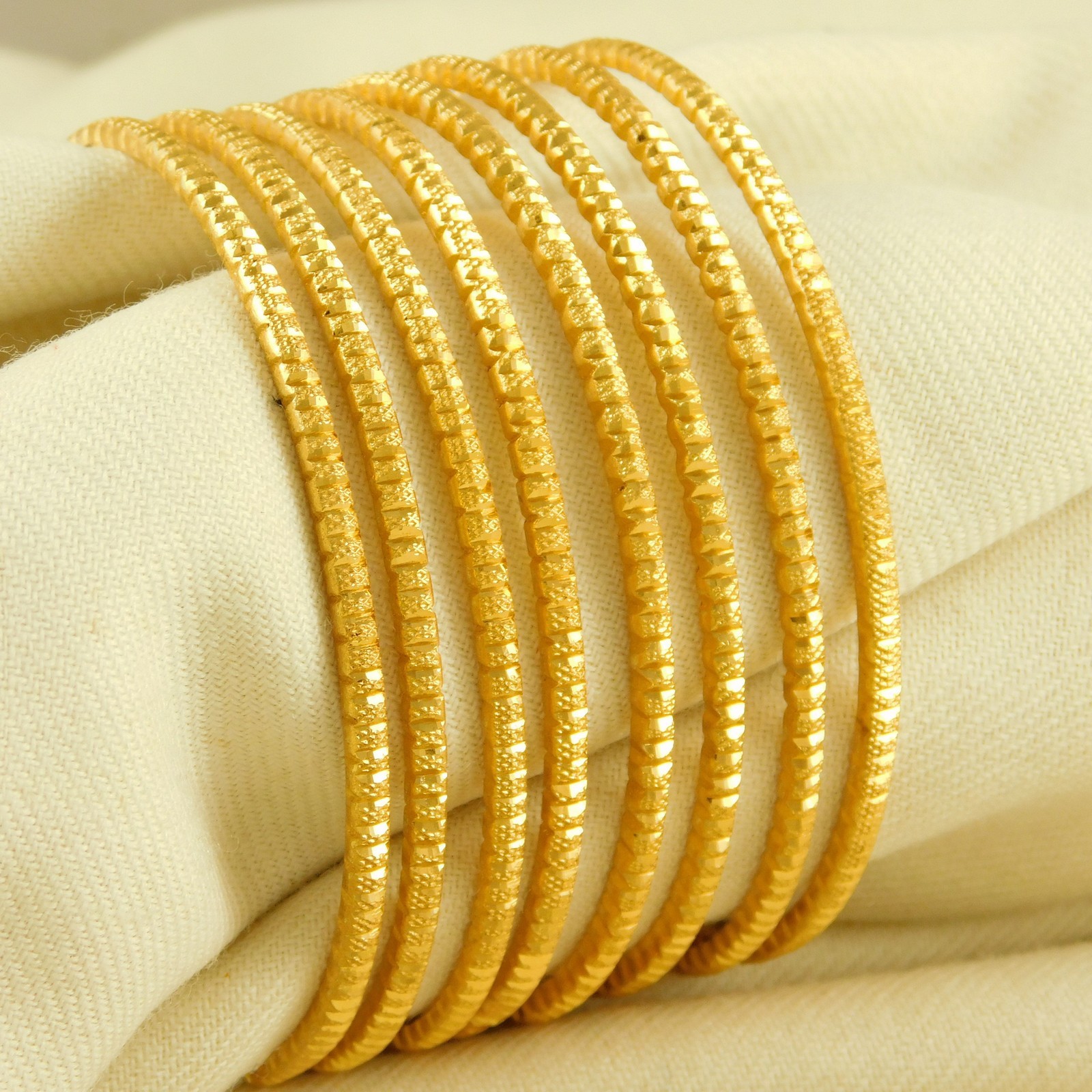 Indian Traditional 22K Gold Plated 8 Pcs Bracelets Women Bangle Ethnic Jewelry
