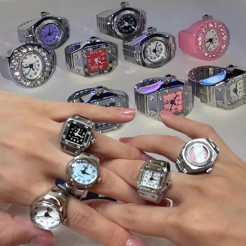 Finger Ring Watches Elastic Band Quartz Analog Watch Cute Gift For Men Women Kid