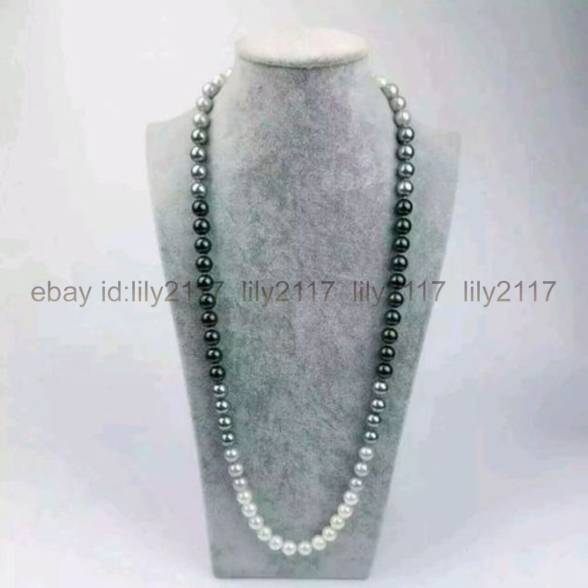 38inch AAA 10-11mm natural Australian south seas black white gray pearl necklace