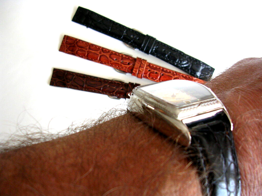18mm Black Open End Alligator Calf watch band Wire Lugs IW SUISSE 16 17 19 20mm