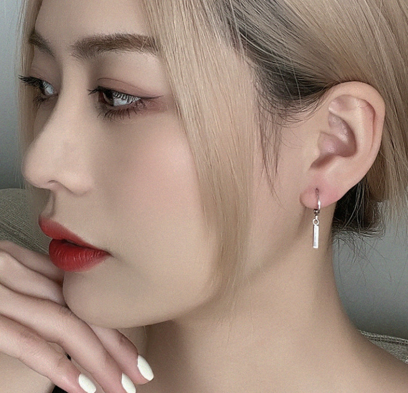 Women 925 Silver Plated LeverBack Hoop French Wire Drop Dangle Bar Earrings I123