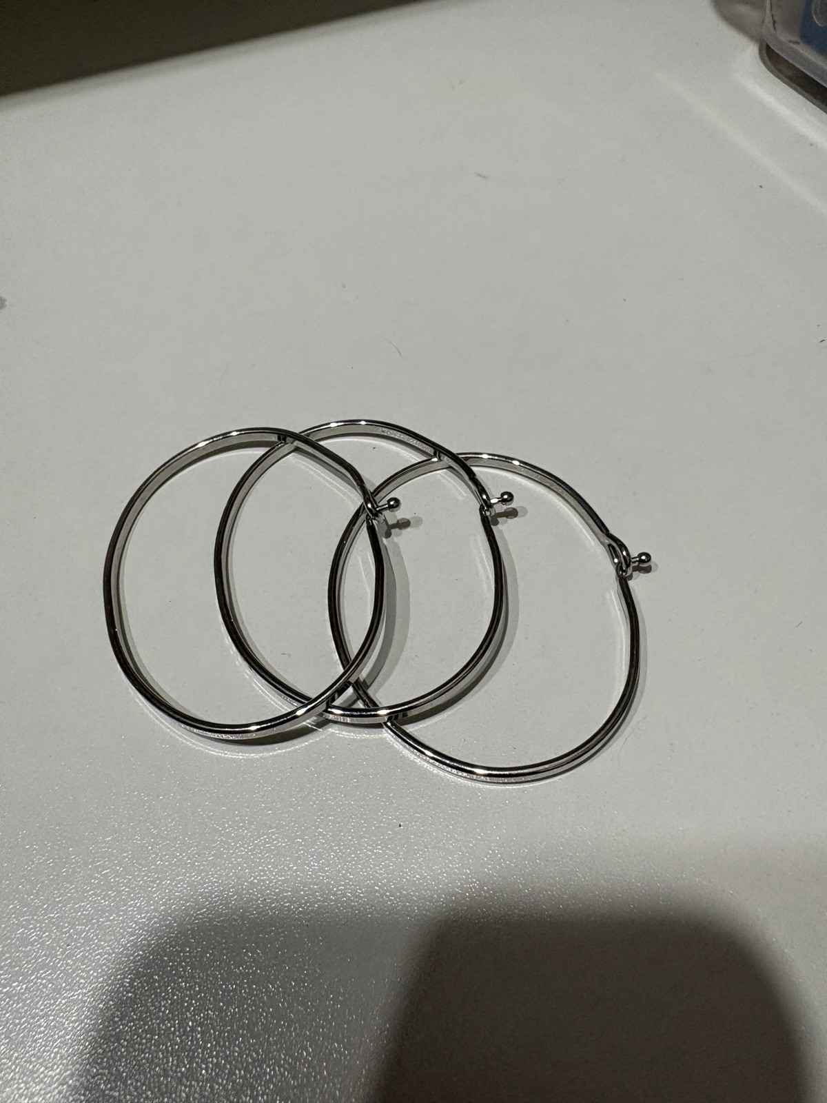 3 Silver Stainless Steel Bangle Bracelets Stamped Forever Family Lot