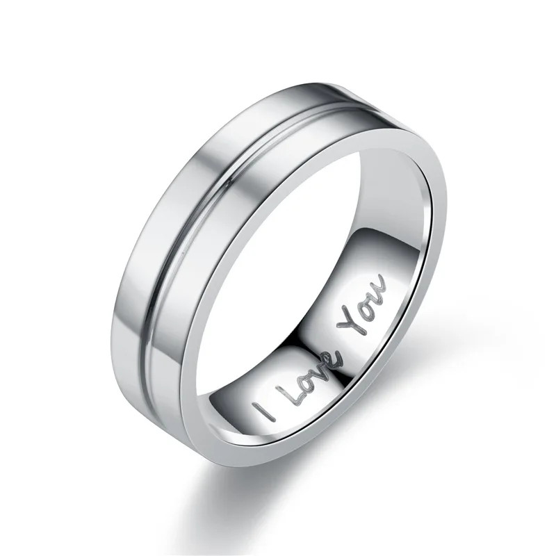 Wedding Band Ring Stainless Steel Letter Love Irregular Tension Mount Jewelry