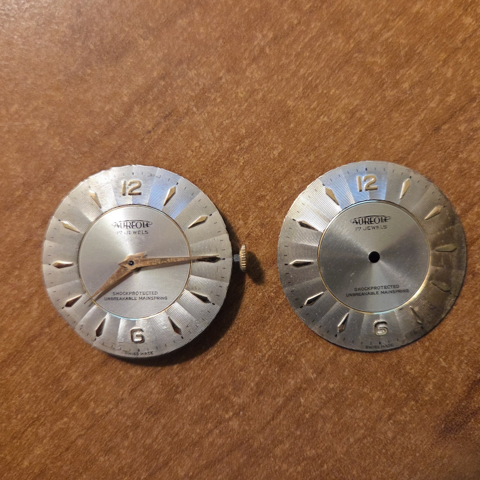 (2) 17j Aureole Watch Movements and Parts for Repair
