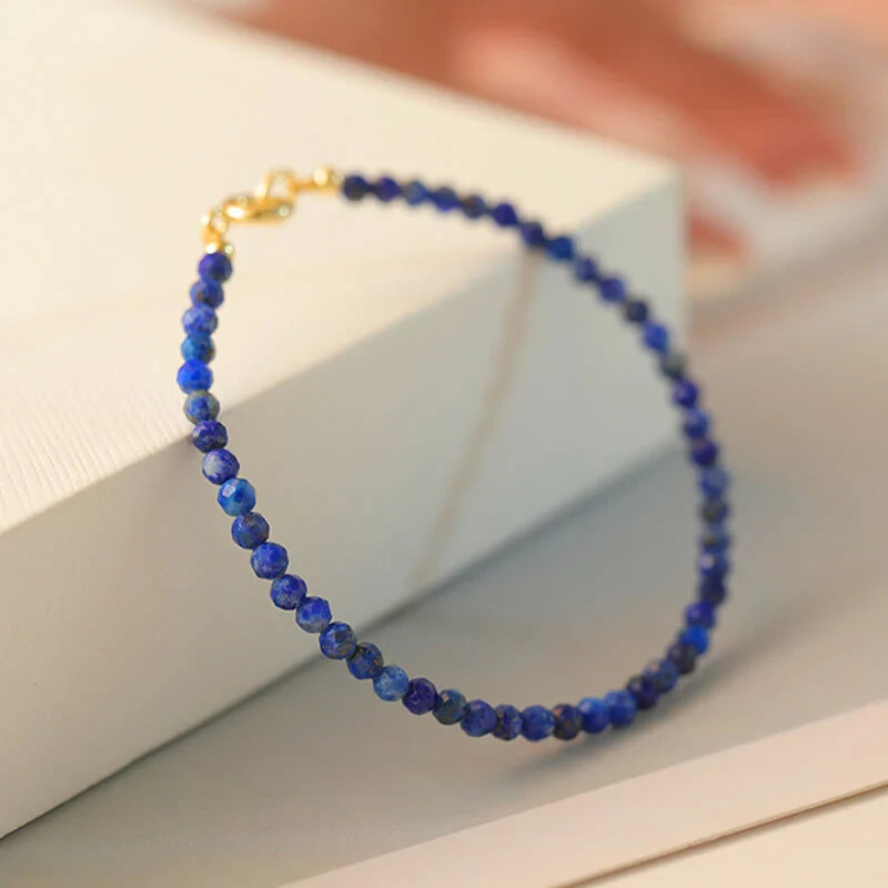 2025HOT 3mm Lapis Lazuli Bracelet Natural Blue Gemstone Healing Reiki Gift