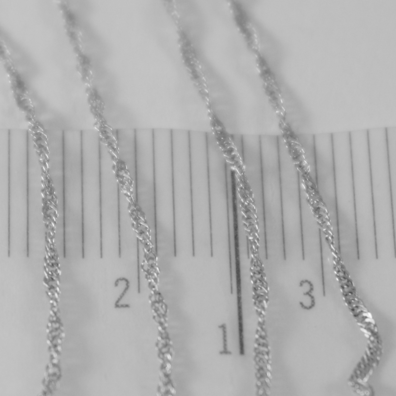 18K WHITE GOLD MINI SINGAPORE BRAID ROPE CHAIN 20 INCHES, 1 MM, MADE IN ITALY