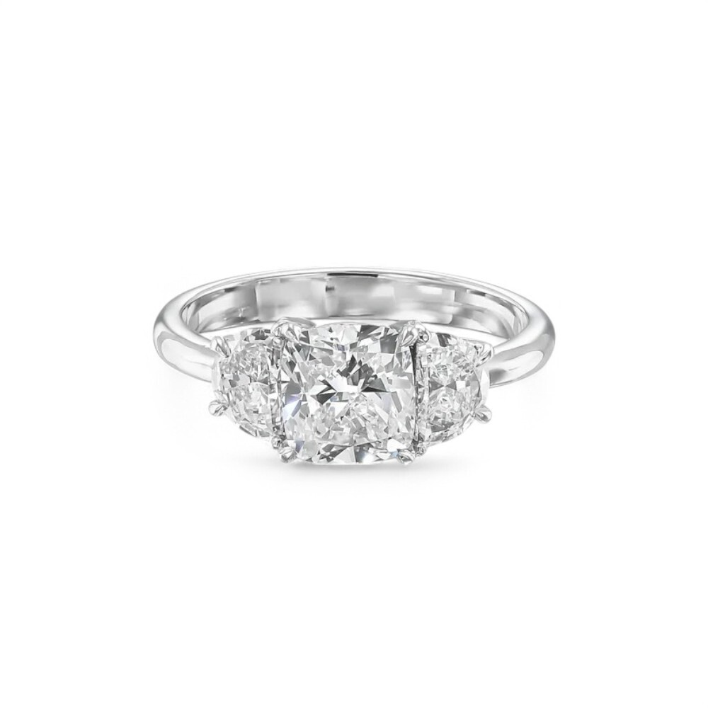 14K White Gold Lab Grown Diamond Wedding Ring 2 Carat Cushion Cut IGI Certified