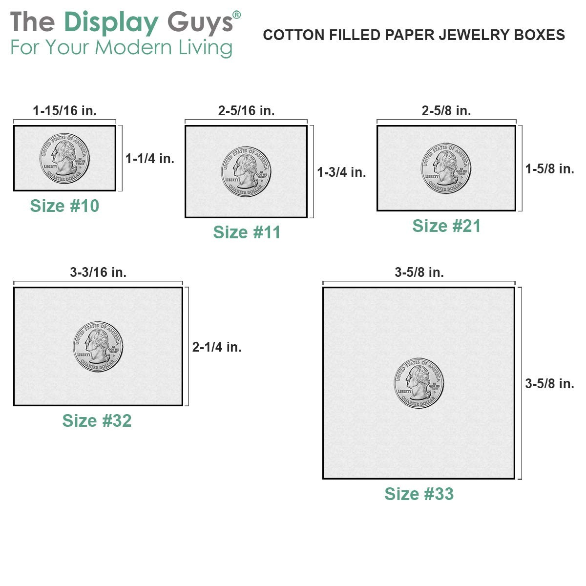 JPI DISPLAY #82 Cotton Filled Boxes, 8 L x 2 W, Matte Black, 100 Count