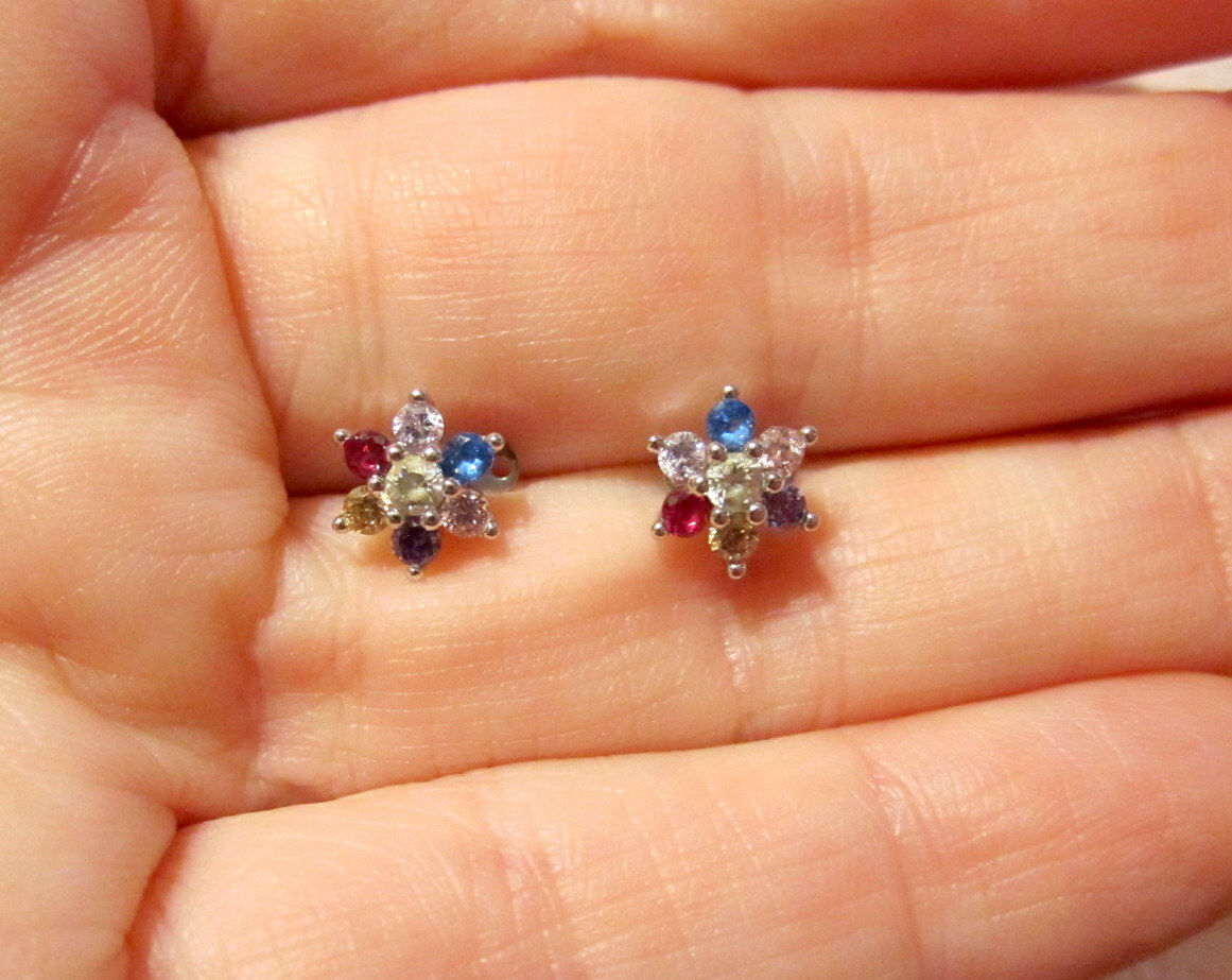 8mm Flower Dermal Anchor Skin Diver Piercing Rainbow~SINGLE~14g Surgical Steel