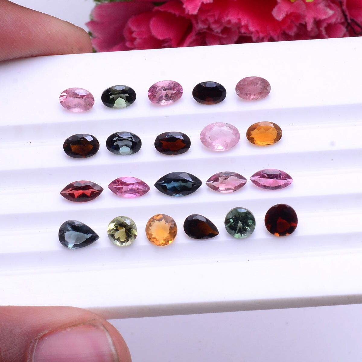 21 Pcs Natural Tourmaline Multi-Color 4.77mm-7.83mm Sparkling Loose Gemstones