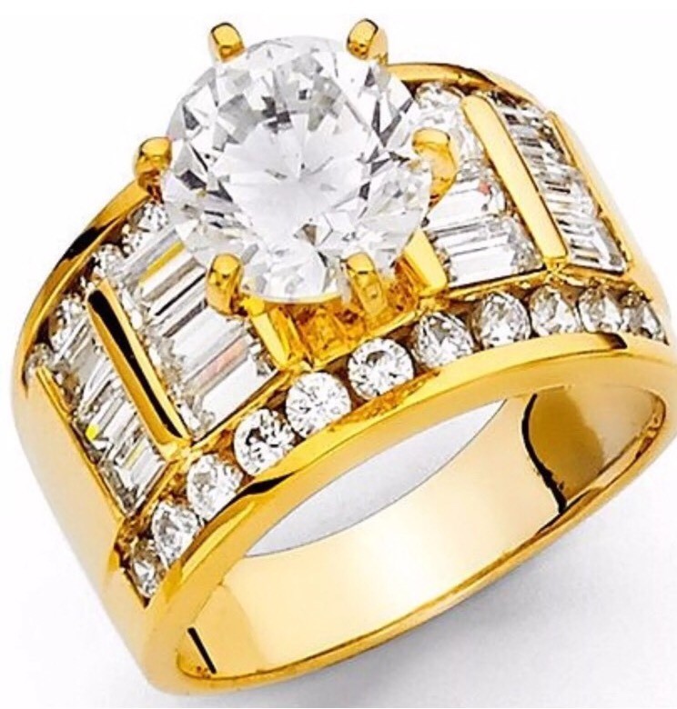 Sale GOLd Ring 14k YELLOW solid engagement Round wide thick carat size 5 ASK 4 6