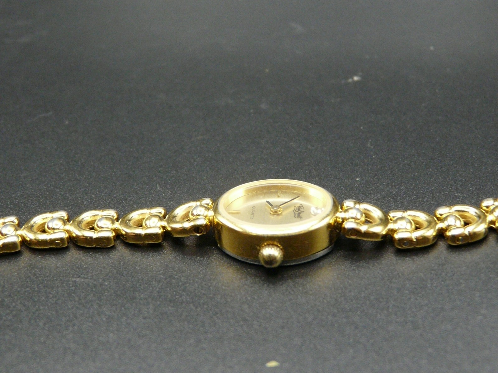 VTG Vintage Paul Maret Ladies Women Watch Gold Tone Link Bracelet Gemstone Dial
