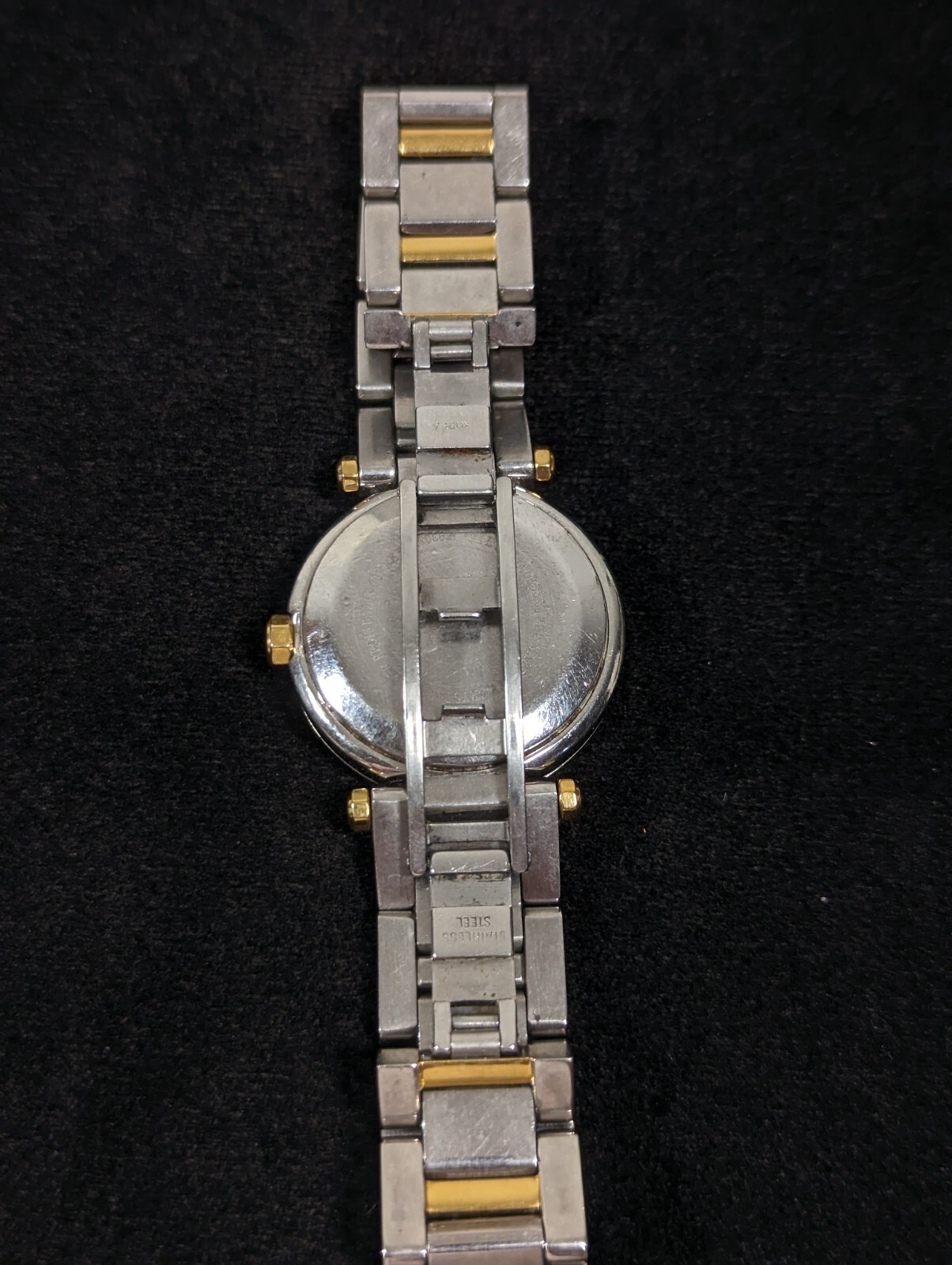 Vintage FUBU 7 Jewels Swiss Date Indicator Two Tone Stainless St Band Watch 6 In