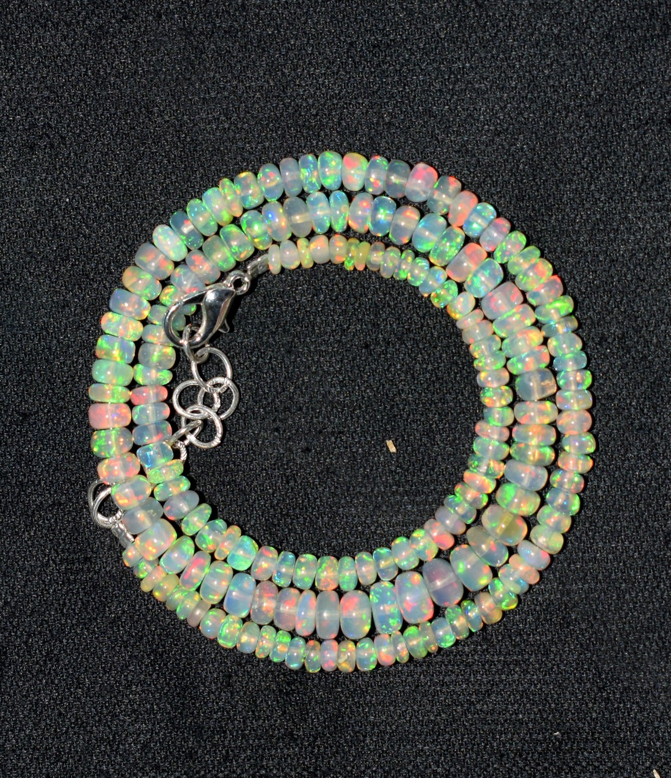 16″ Natural Ethiopian Opal BeadS Necklace Genuine Fire Opal Jewelry