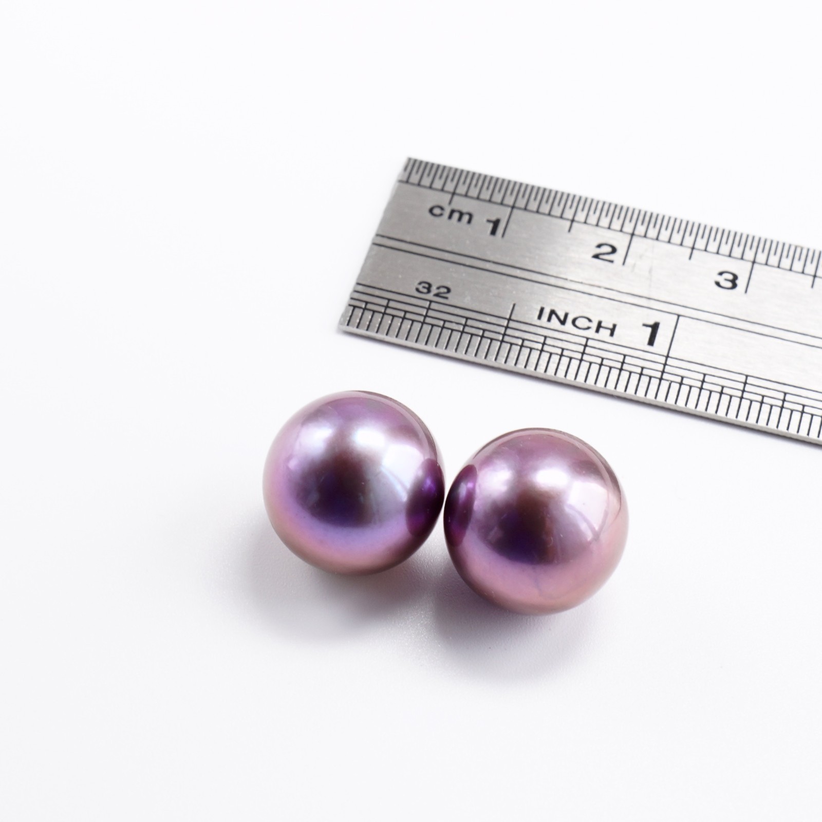 AAA Pair,13.2mm Round Rich Purple Freshwater Loose Pearl Undrilled, High Luster