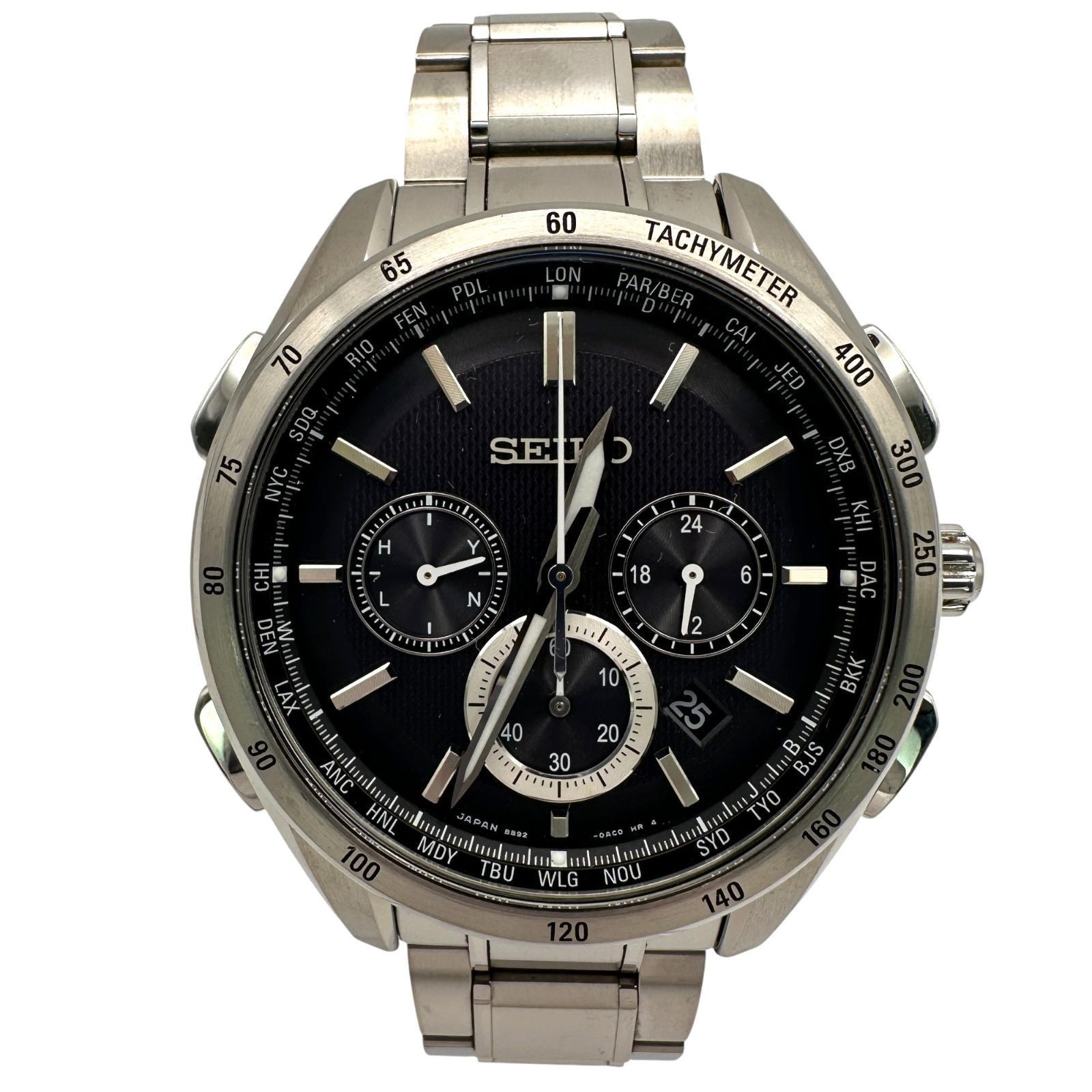 [Full Set] Seiko Brightz SAGA193 8B92-0AB0 Solar Radio Flight Expert Black Dial