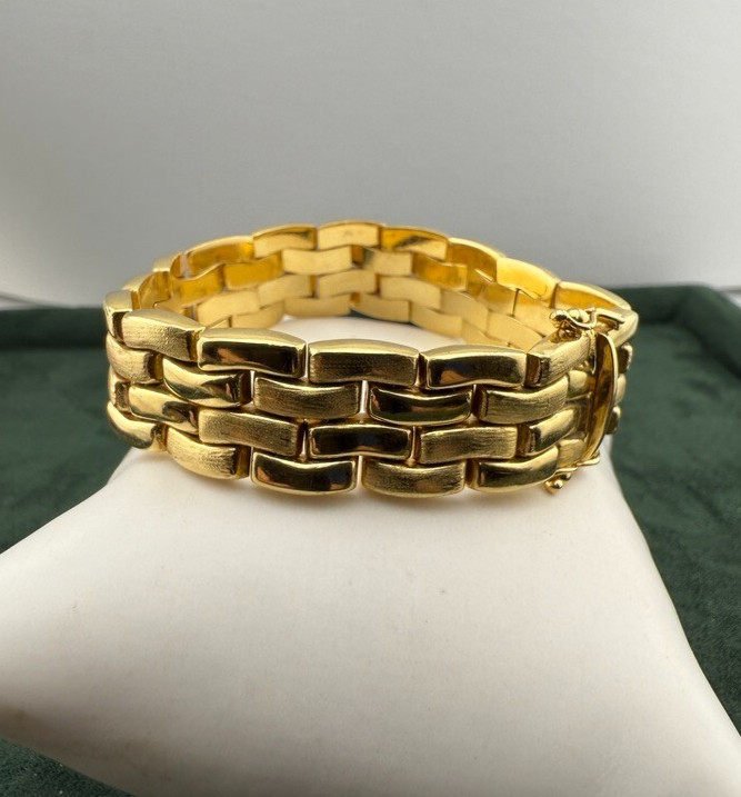 18k Solid Gold Cobra Link Bracelet 6.5/8″L x 15mm by Orobase SAVE 6,050 #2150