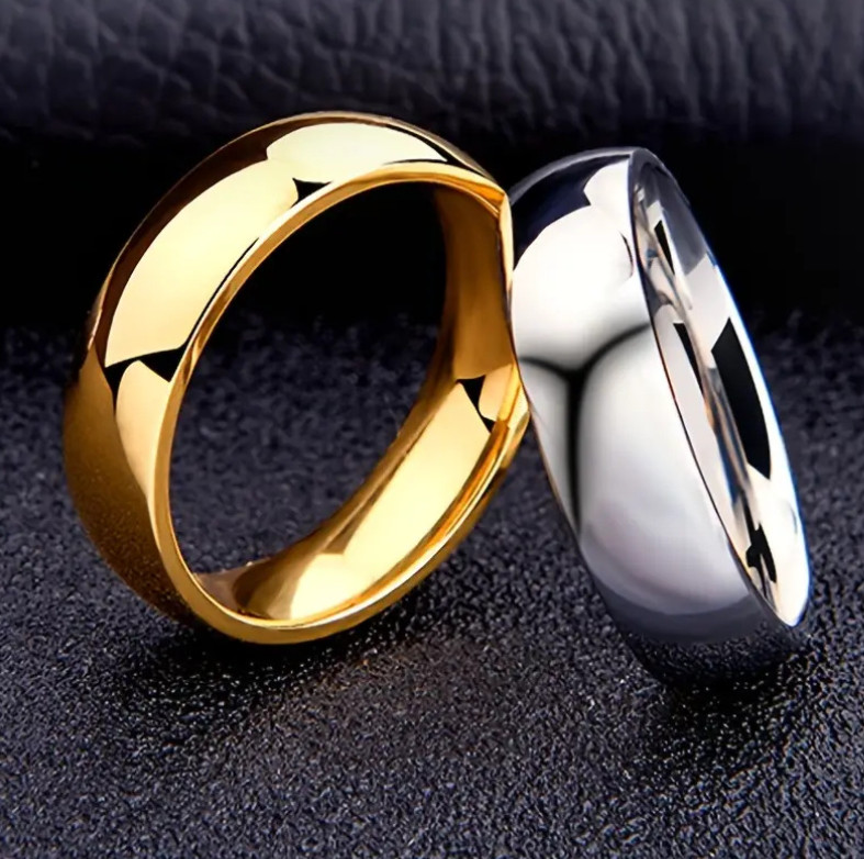 6MM Silver Gold Blue Black Plated Stainless Steel Men Women Ring Band Size 5-13