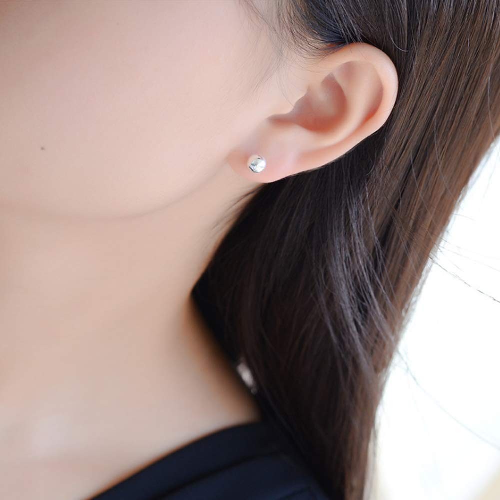 Small Silver Stud Earrings for Women: Hypoallergenic Sterling Silver Round Ba…