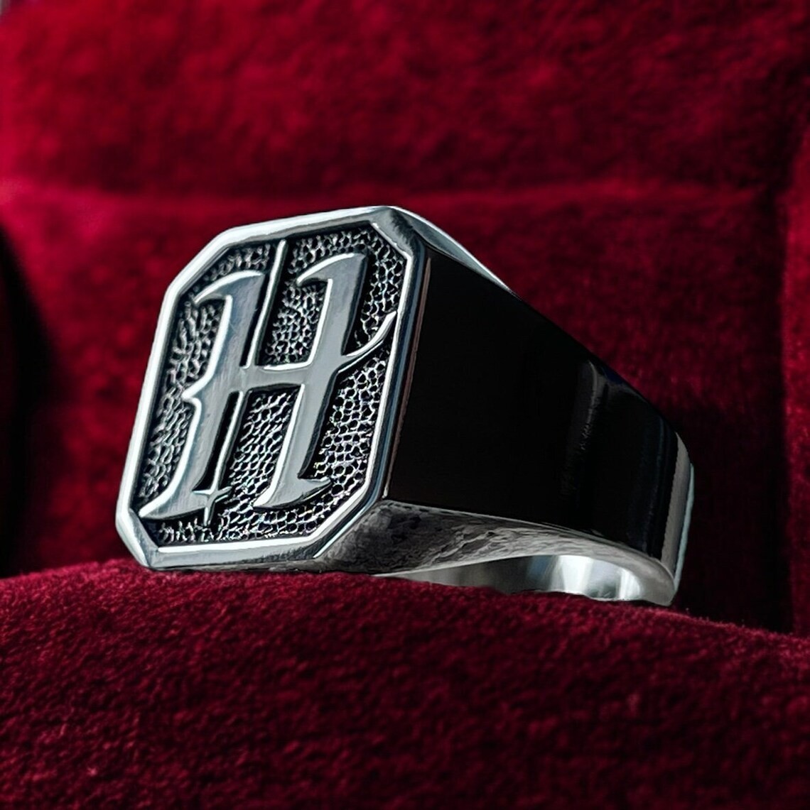 Personalized Monogram Engraved Signet Ring 925 Sterling Silver Dainty Ring