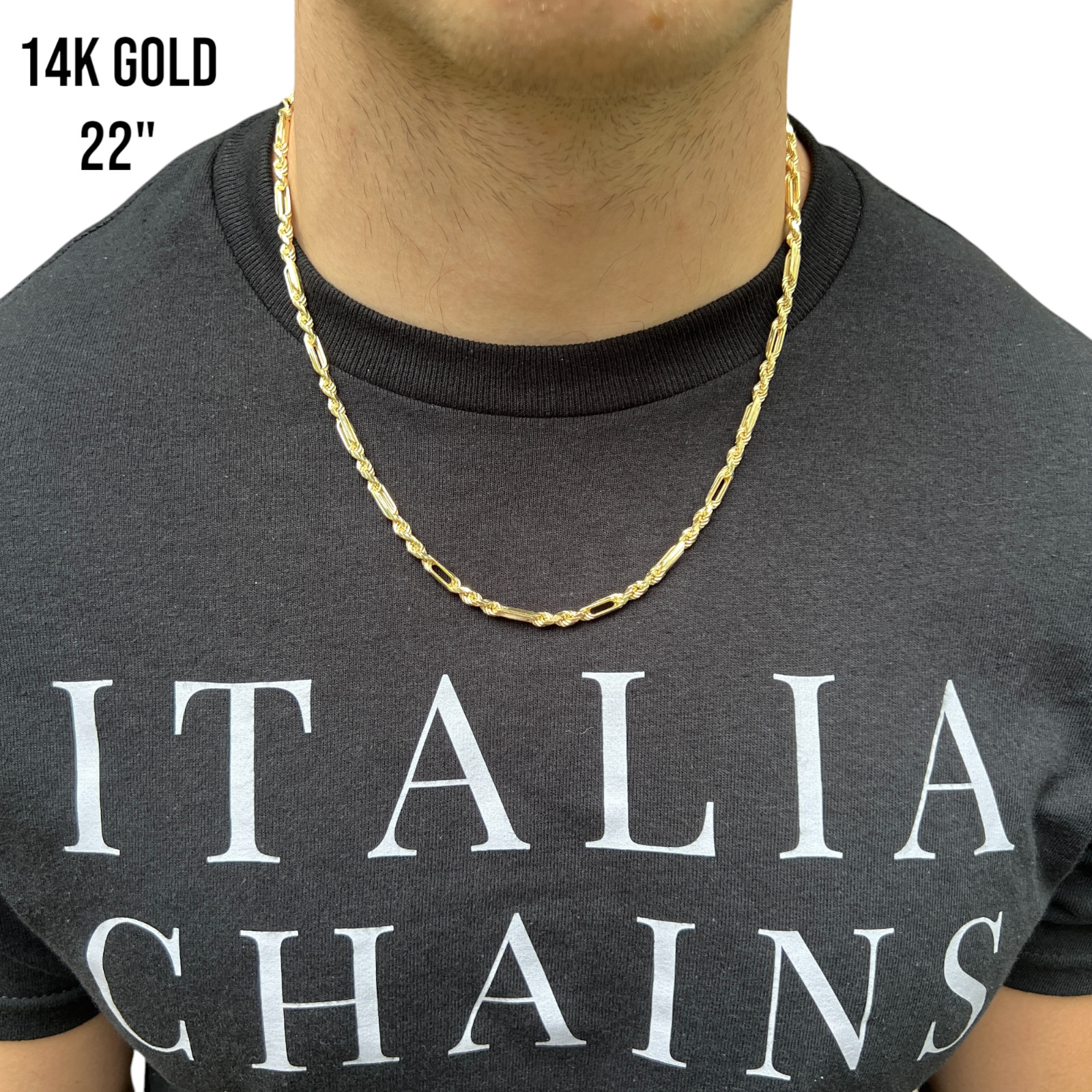 4mm Figarope Chain Necklace – Real Solid 925 Sterling Silver Or 14k Gold Vermeil