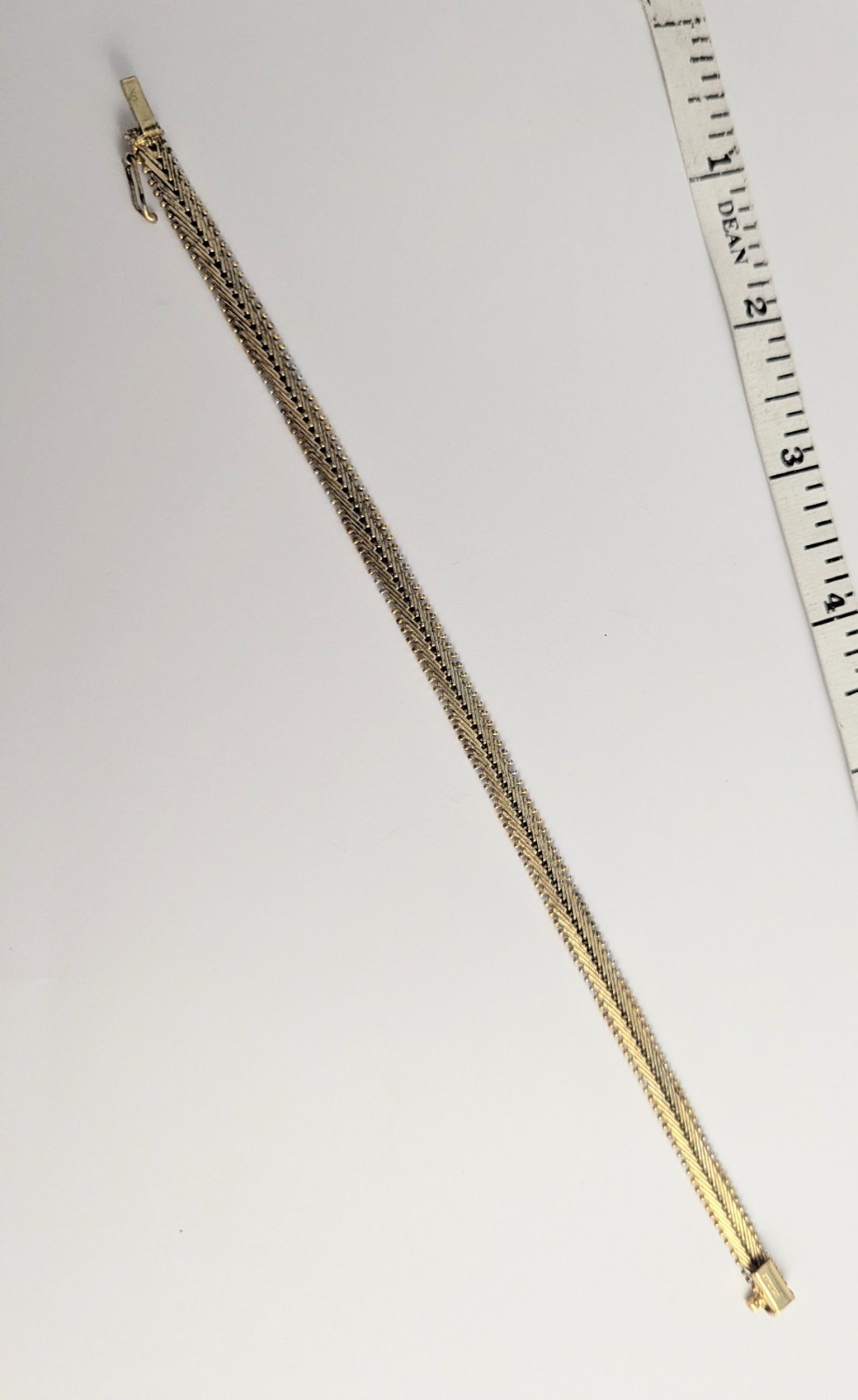 Vtg Sterling Silver Riccio Chevron Link Bracelet MILOR 8 1/8″ Tri Color