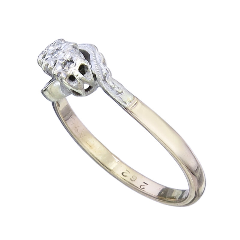 Ring Diamonds 375 Yellow Gold Platinum Antique