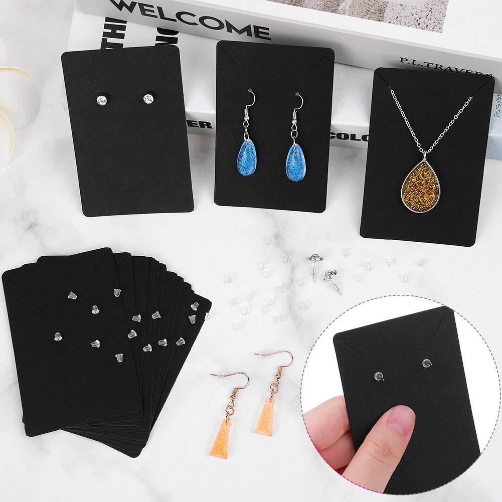 Earring Cards and Bags for Jewelry Packaging, Display Holders, Black