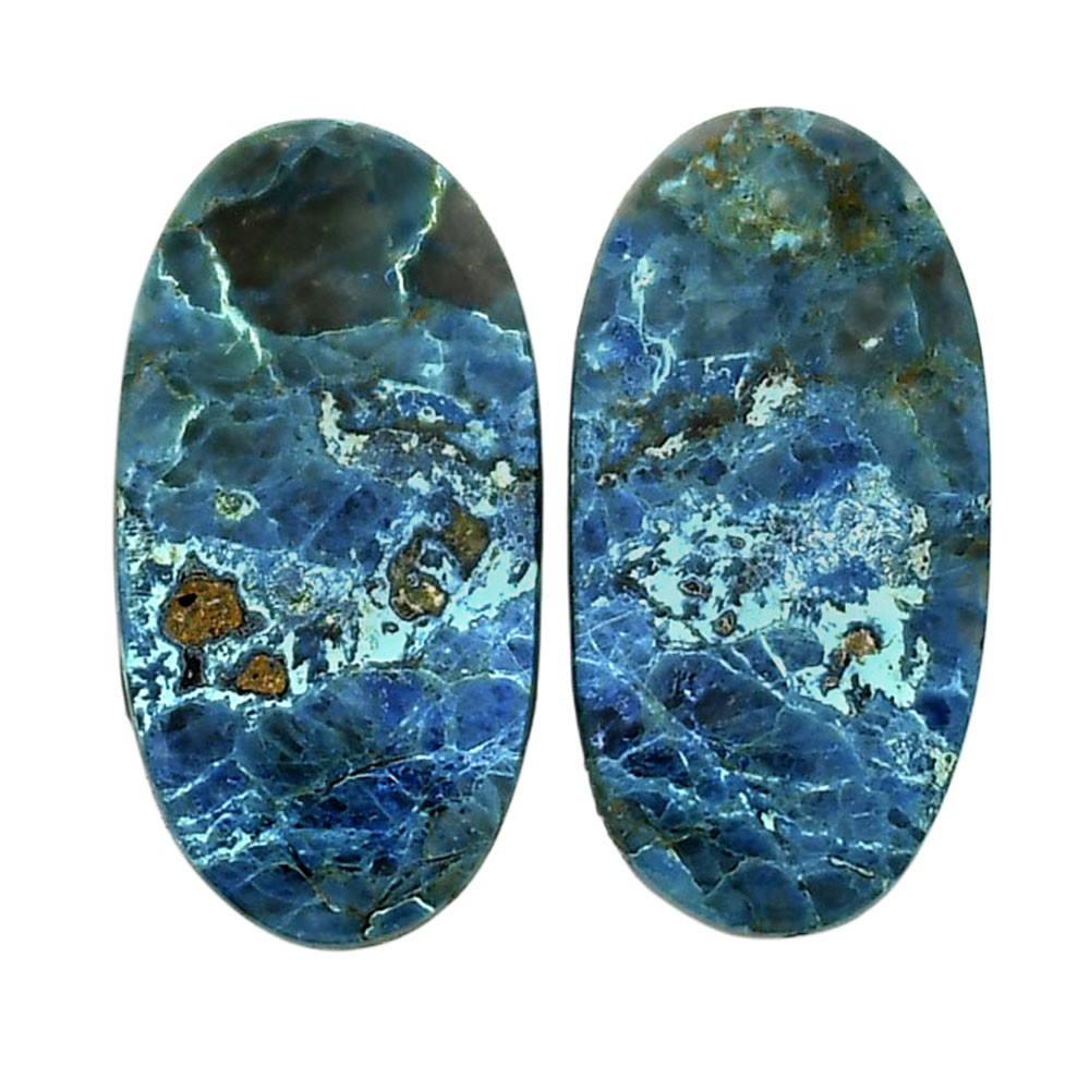 Natural Shattuckite Pair 13.2×25.9×4.3 mm Oval Polished Gemstone LS39-04654