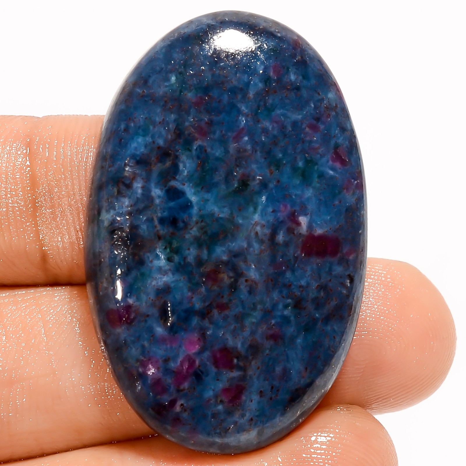 100% Natural Ruby Kyanite Oval Shape Cabochon Gemstone 74 Ct 37X24X7 mm GC-41996
