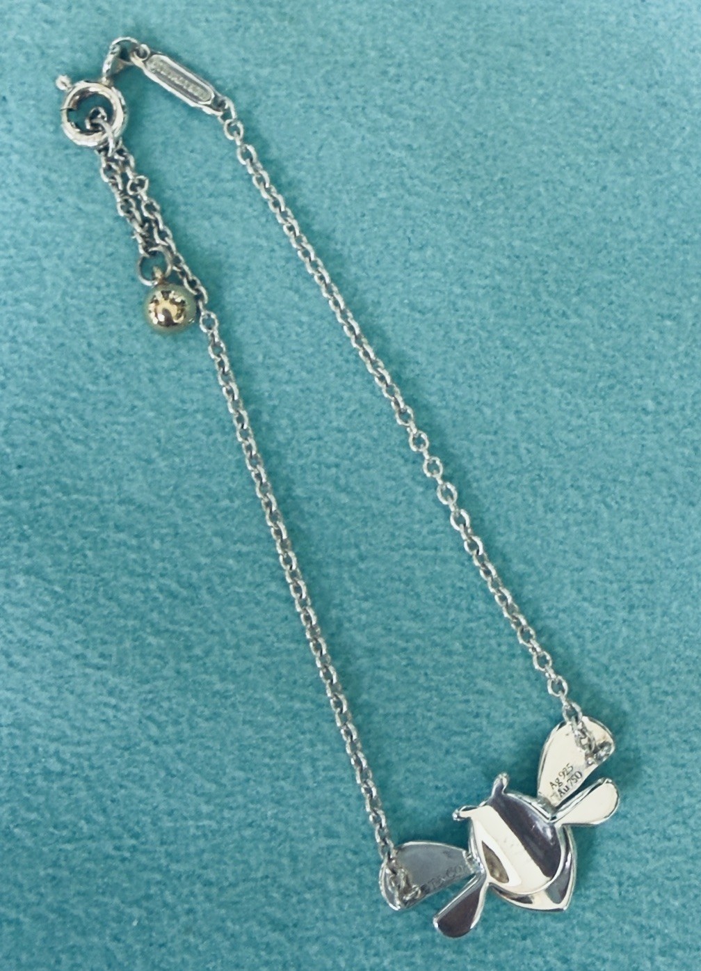 Return to Tiffany & Co. 925 Silver 18K Gold Love Bug Bee 6.3”or 7″ Bracelet