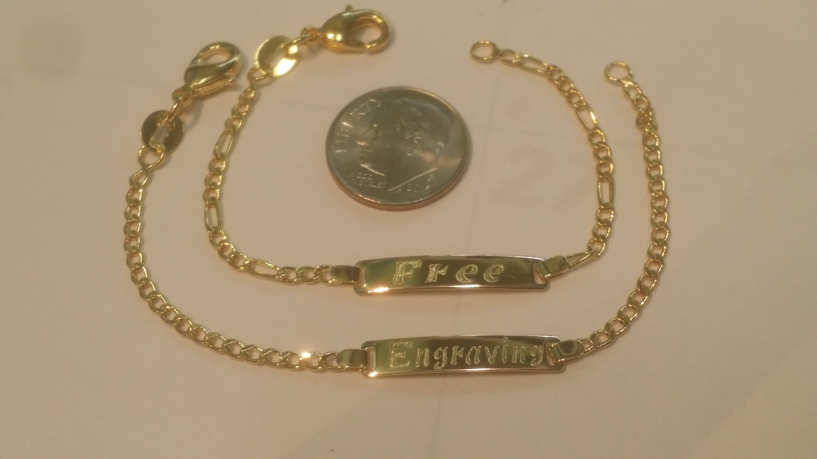 14kt Gold Filled Baby ID Bracelet With Free Engraving 5″ Figaro & Cuban