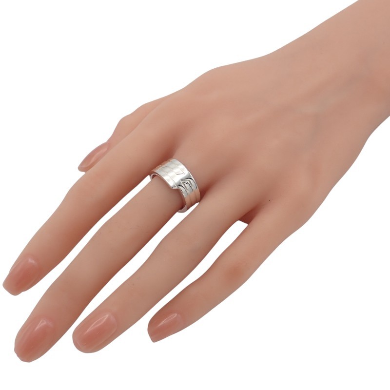 HERMES #13(JP Size) ring Silver/black Silver925 Women